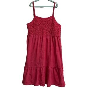 OLD NAVY Youth‎ Girls XL Pink Crochet Tiered Ruffle Midi Dress Summer